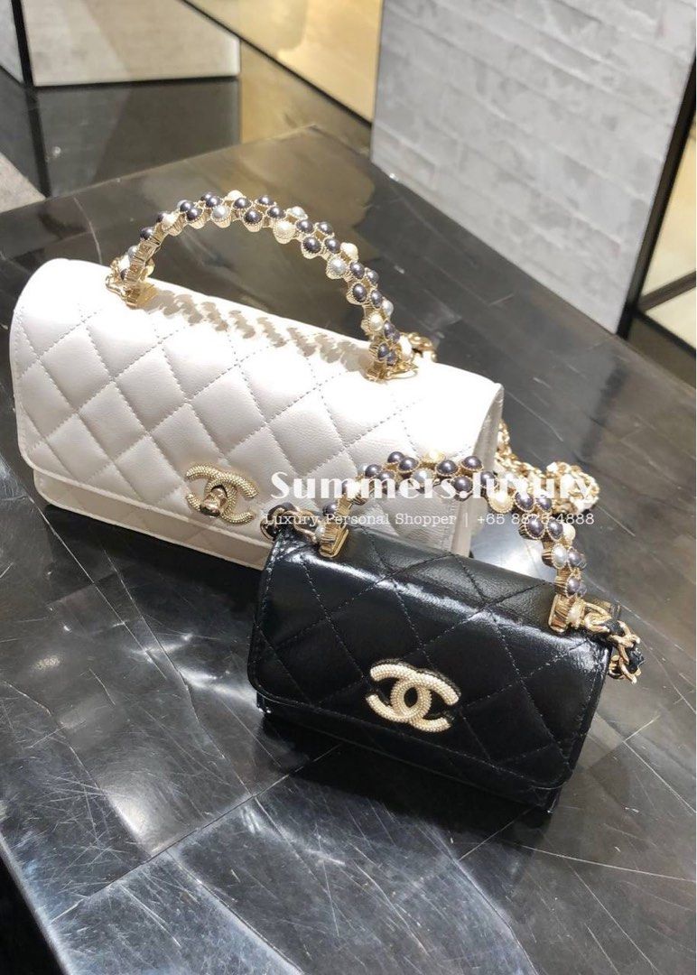 24P Chanel Pearl Top Handle Mini Flap Bag Luxury Bags Wallets on Carousell