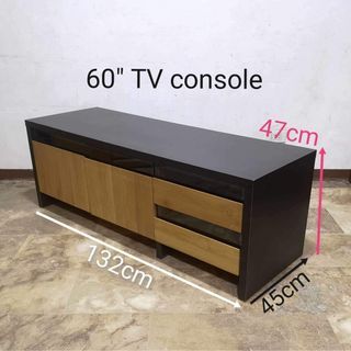 60" TV console, solid alder wood
