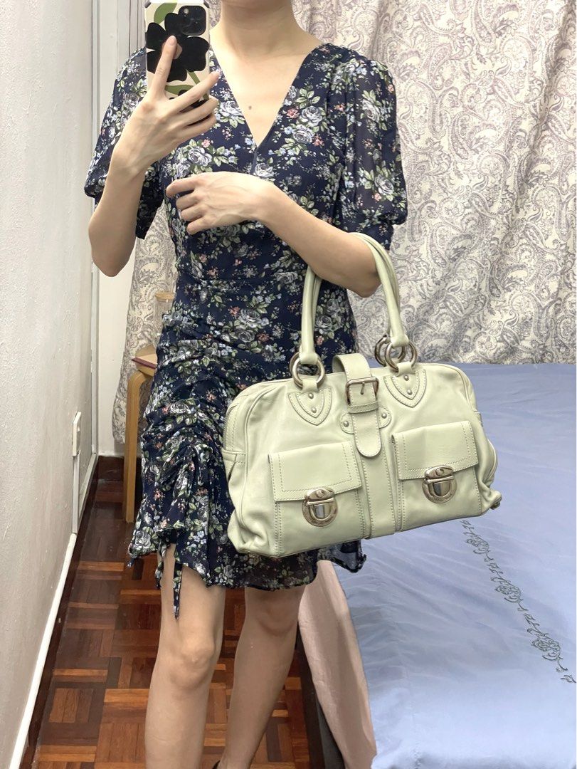 Authentic Marc Jacobs Venetia Satchel Top Handle Sage Green Riri Zip Handbag