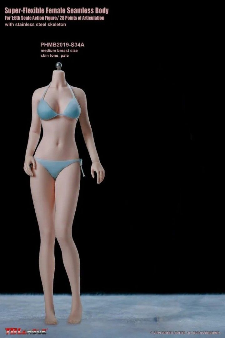 Seamless Feminine Body (Chest Protector / Long Blonde) Big Breast with  Bikini 1/6 Mobile Figure, Toy Hobby