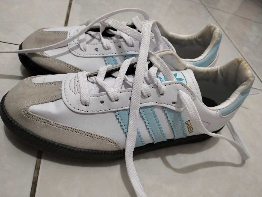 Adidas Samba OG White Halo Blue Sz 38 Insole 24, Fesyen Pria, Sepatu