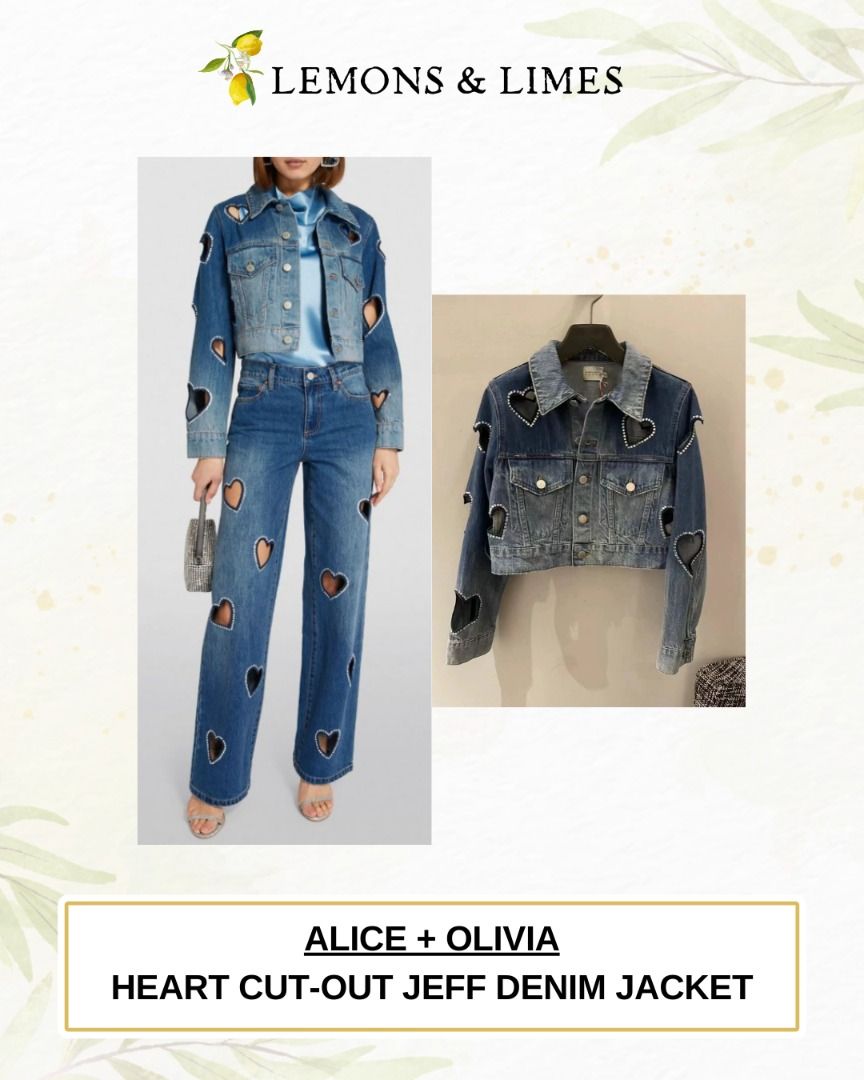 ALICE OLIVIA Heart Cut Out Jeff Denim Jacket