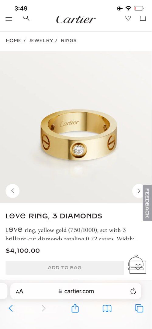 Cartier ring 3 diamonds outlet