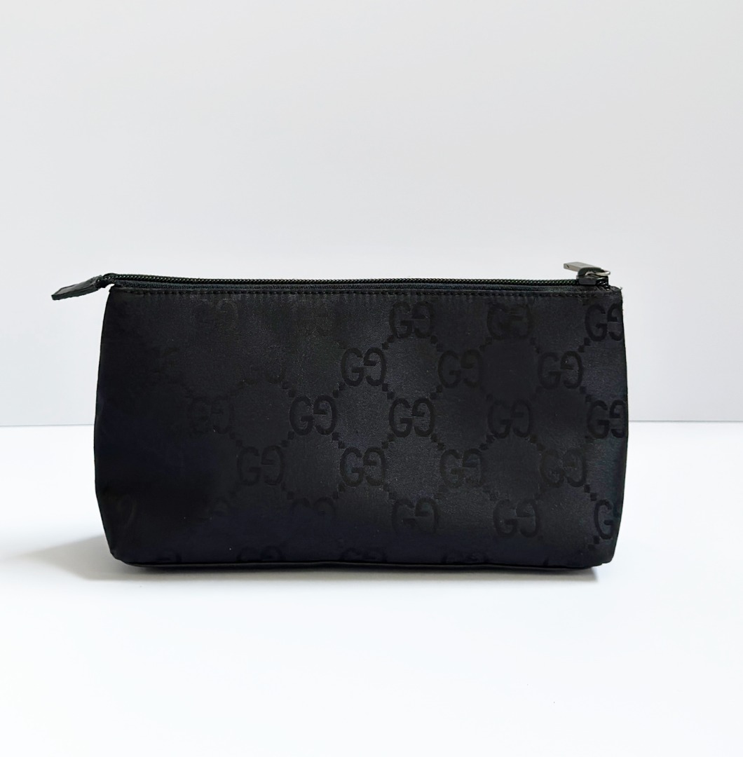Authentic Vintage GUCCI GG Black Monogram Printed Cosmetic Bag