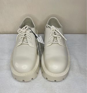 AUTHENTIC ZARA MAN BASIC OFF WHITE FAUX LEATHER CHUNKY SOLED SHOES