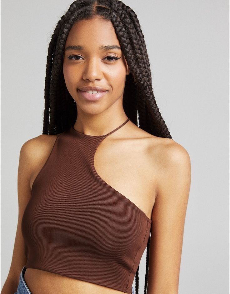 Chocolate Sheer Halter Crop Top, Tops