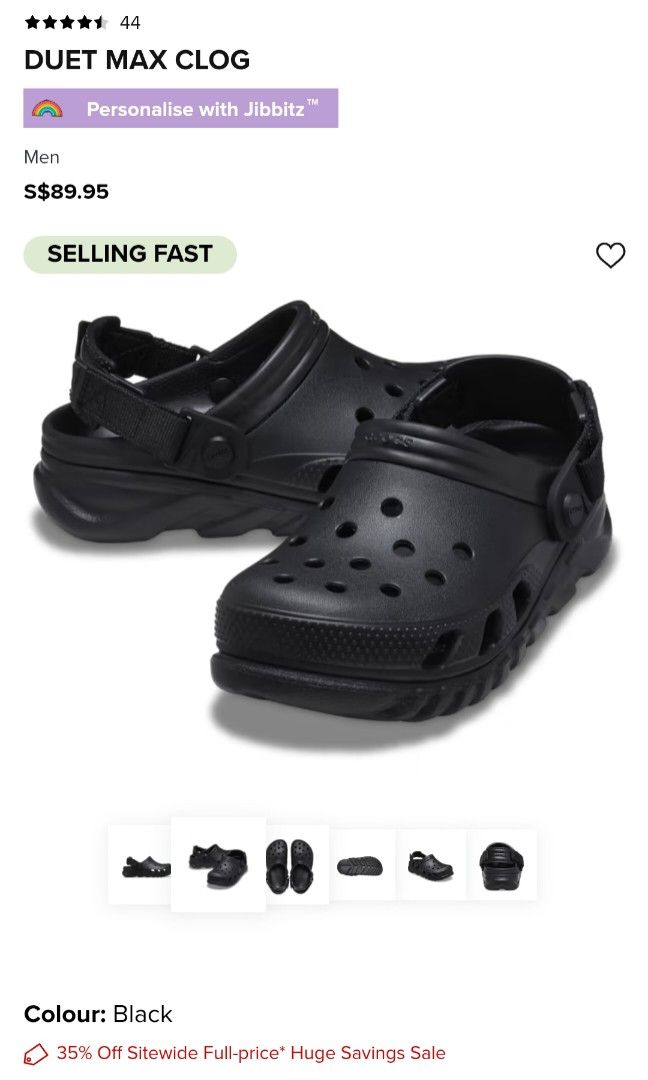 Black Crocs Duet Max Clog Original Men s Fashion Footwear