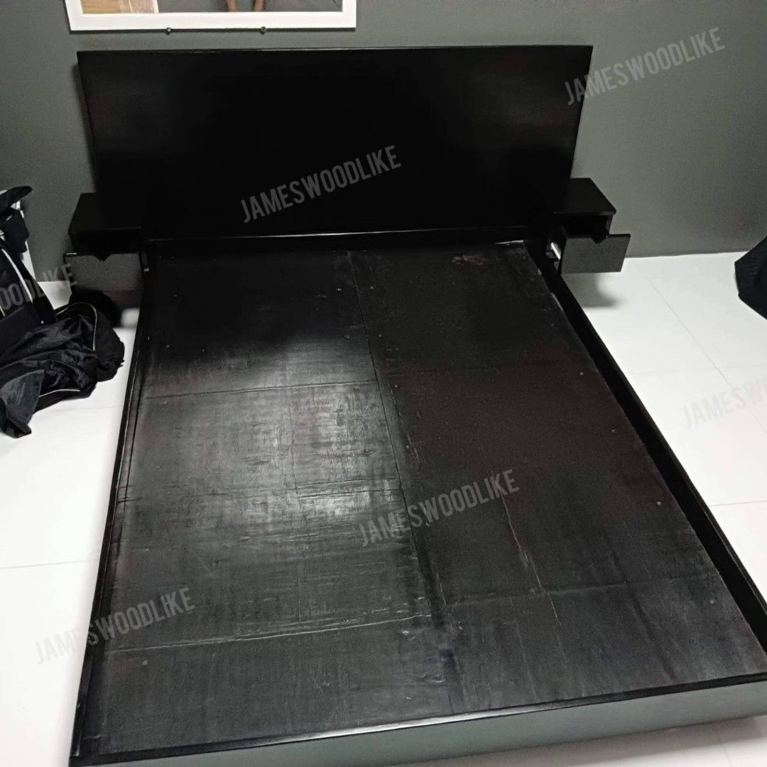 BLACK FLOATING BED FRAME (Category: Bed Frames & Mattresses) located in General Trias. Submitted by jameswoodlike (Listing ID 1289044552, Image 2). Description: BLACK LOVER ka dn ba? 🖤🩶 Why not try our NEW TREND! Black Stained Bed frames! ✨Available in matte finish and in semi glossy finish ✨ SOLD and INSTALLED SUCCESSFULLY 😁🙏 Thank you po Sir Wandenreich sa pagtitiwala po samin ❤️🥰 Godbless and keep safe always . Hanggang sa susunod na tran