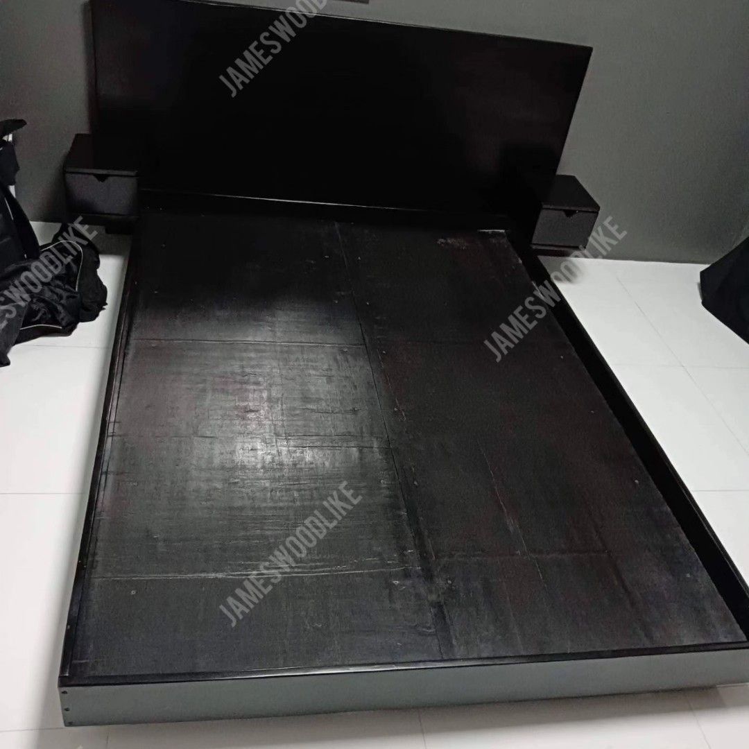 BLACK FLOATING BED FRAME (Category: Bed Frames & Mattresses) located in General Trias. Submitted by jameswoodlike (Listing ID 1289044552, Image 3). Description: BLACK LOVER ka dn ba? 🖤🩶 Why not try our NEW TREND! Black Stained Bed frames! ✨Available in matte finish and in semi glossy finish ✨ SOLD and INSTALLED SUCCESSFULLY 😁🙏 Thank you po Sir Wandenreich sa pagtitiwala po samin ❤️🥰 Godbless and keep safe always . Hanggang sa susunod na tran
