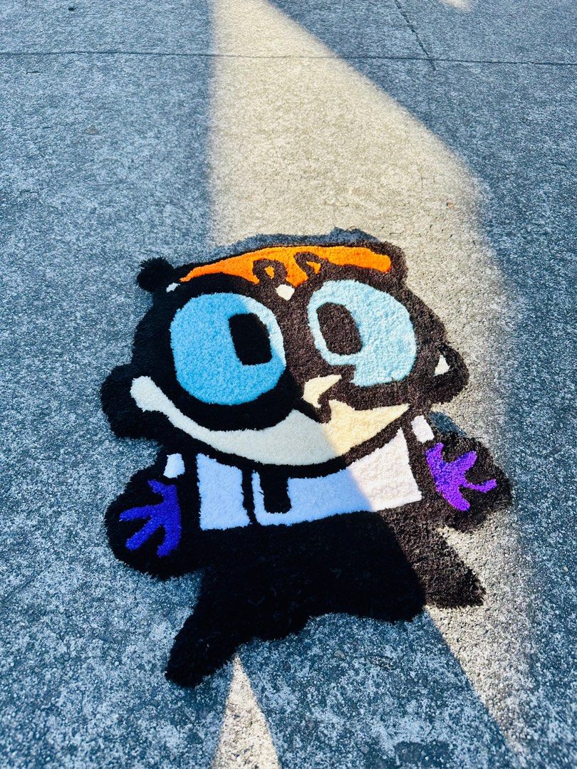 Dexter’s Lab Handmade Rug 🔥 (Category: Carpets, Mats & Flooring) located in Dasmarinas. Submitted by somethingsz (Listing ID 1289116053, Image 2). Description: Dexter Size: 20x16in Yarn: Acrylic Labor: 6 hours Backing: Felt paper .