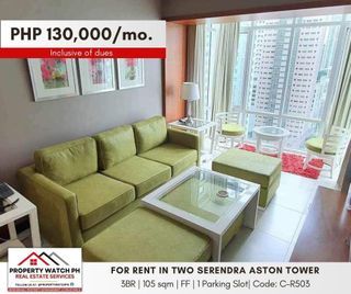 FOR RENT in Two Serendra BGC 3BR with Parking Fully Furnished