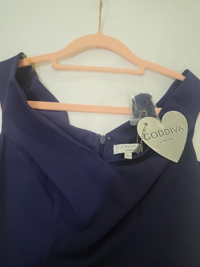 Goddiva London Dark blue frill dress