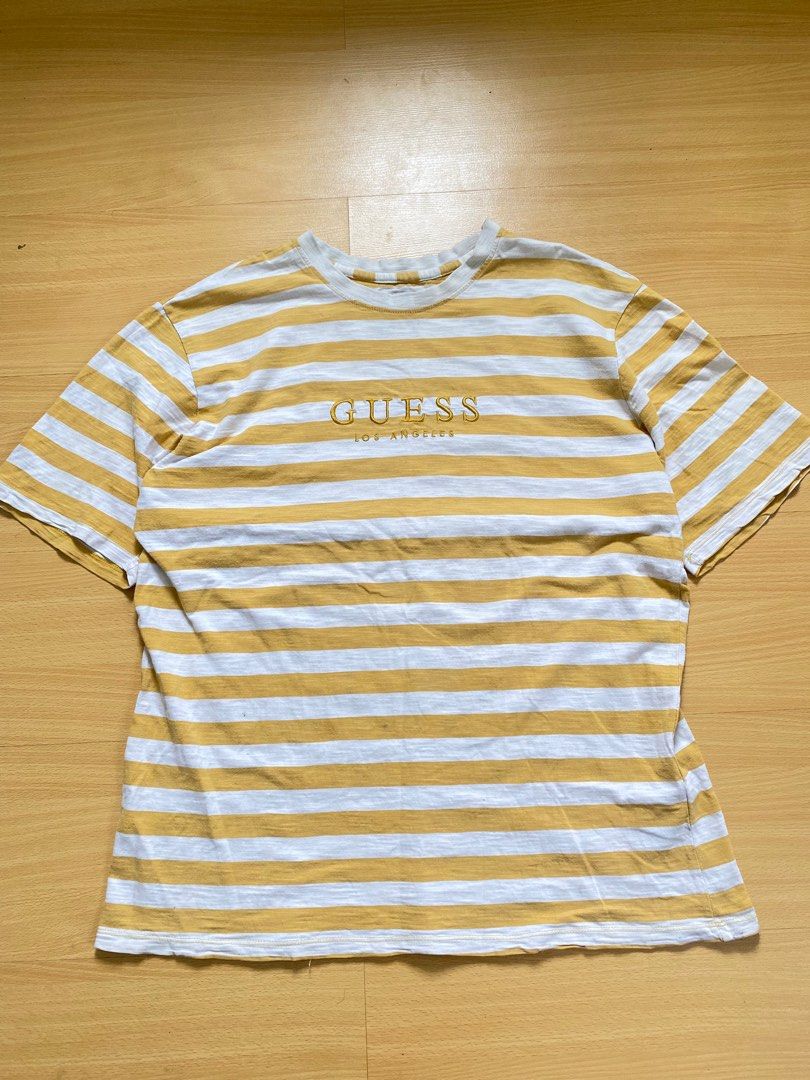 Guess Striped Yellow For mens Men s Fashion Tops Sets Tshirts Polo Shirts on Carousell