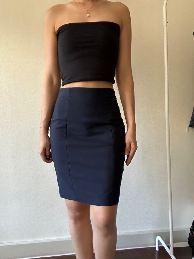 H M navy blue pencil skirt Women s Fashion Bottoms Skirts on Carousell