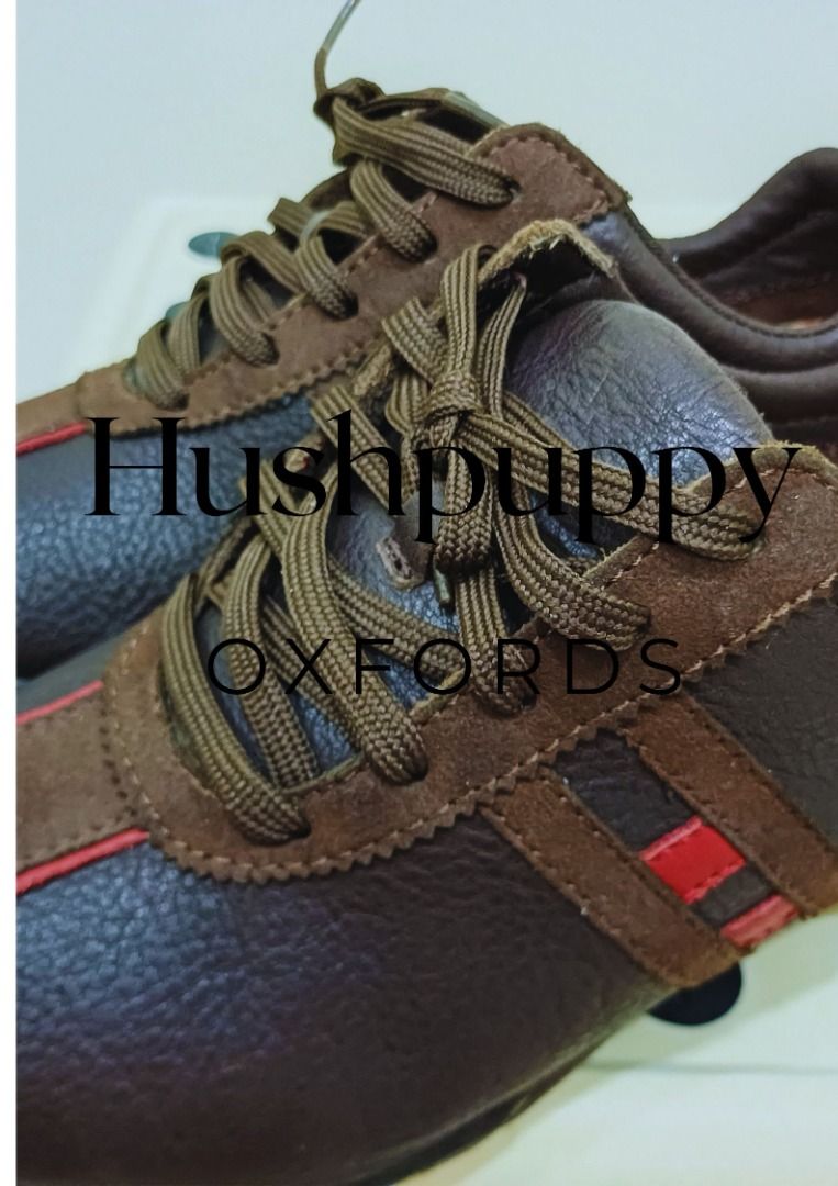 Hush Puppies Womens 8W Brown Oxfords Leather Walking Shoes