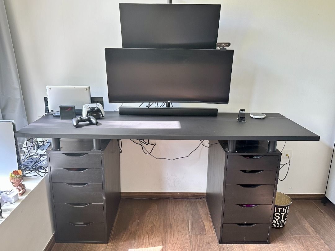 Large Customized Desk 2 Ikea Alex drawers Ikea worktop