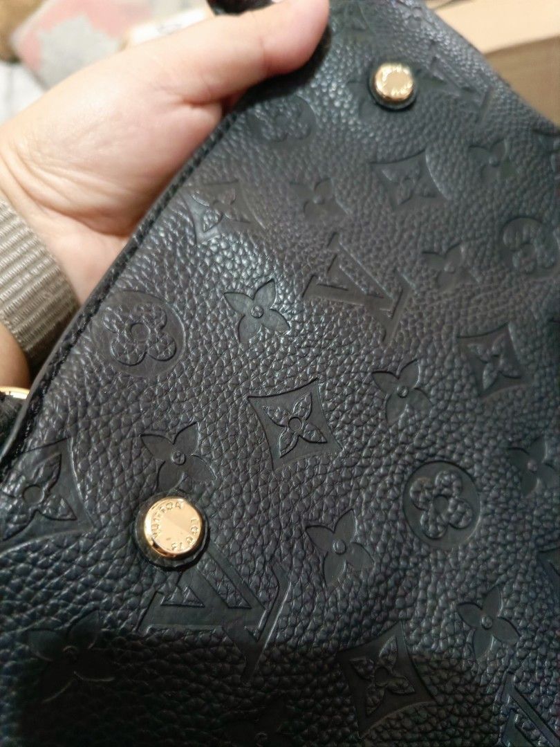 LV Montaigne Empriente (Category: Luxury Bags & Wallets) located in Mabalacat. Submitted by fangal_finds (Listing ID 1288985686, Image 2). Description: LV Montaigne Empriente Japan sourced (personal preloved from a friend residing in Japan) With Sling Flaws are shown on the last 3 photos thus selling low.