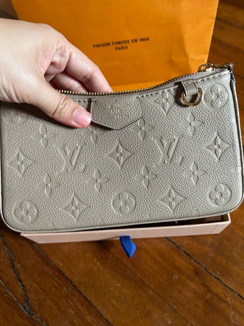 LV sac easy pouch on strap (Category: Luxury Bags & Wallets) located in Makati City. Submitted by myterry1941 (Listing ID 1289062649, Image 2). Description: Recent purchase almost brand new condition LV sac easy pouch on strap Monogram empreinte leather Beige color Comes with box and dust bag Sourced in Europe 2024 February .