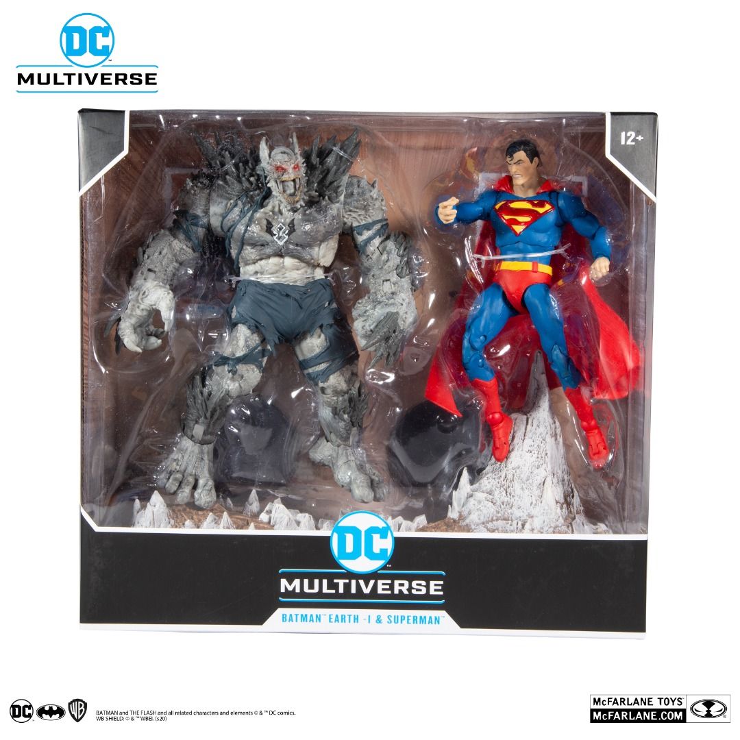 McFarlane DC Multiverse Batman Earth-1 and Superman (Category: Figurines & Statues) located in Manila. Submitted by ninja_kid (Listing ID 1289107401, Image 1). Description: Showcases the menacing mashup of Superman based on the DC Rebirth Comic and The Devastator from the comic book story arc Dark Nights: Metal Figures designed with Ultra Articulation with up to 22 moving parts for full range of posing and play Superman is featured with a fierce 