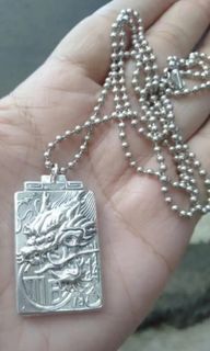 Men's silver dragon pendant necklace from Bali ancient dragon
