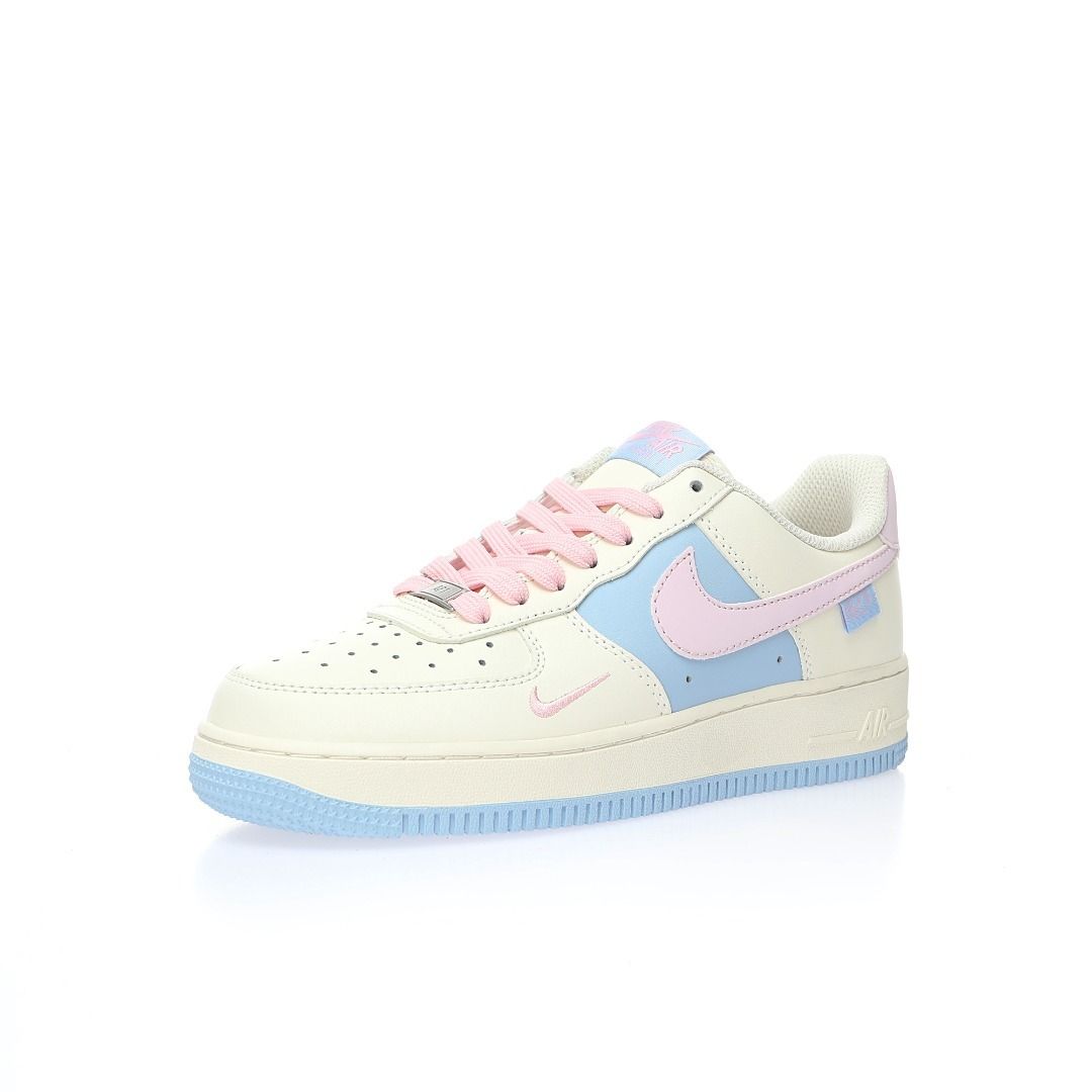 White nikes shop with pink swoosh
