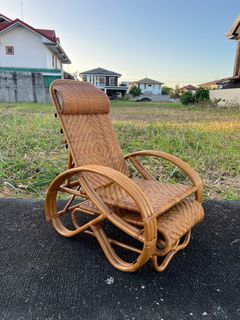 rattan reclining siesta chair with foot rest