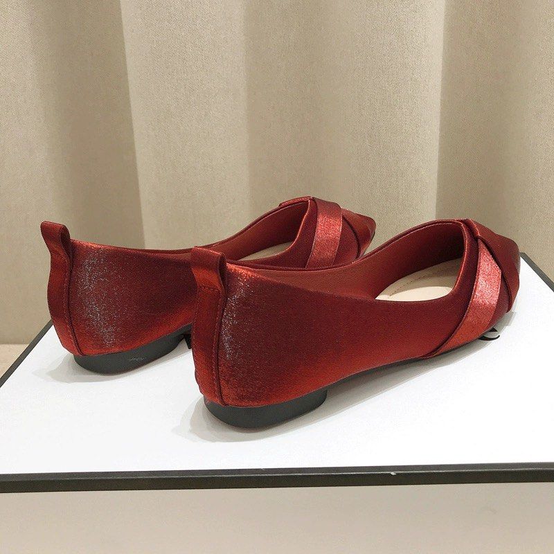 Red satin flats sale