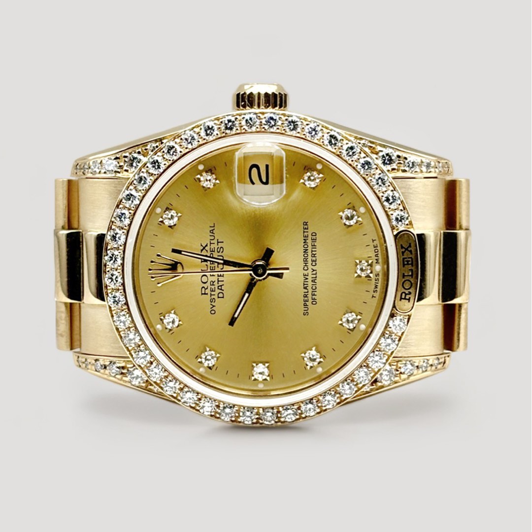Rolex Datejust Boy King President Champagne w 10 Points Diamond 18K Yellow Gold 31mm 68158 Luxury Watches on Carousell