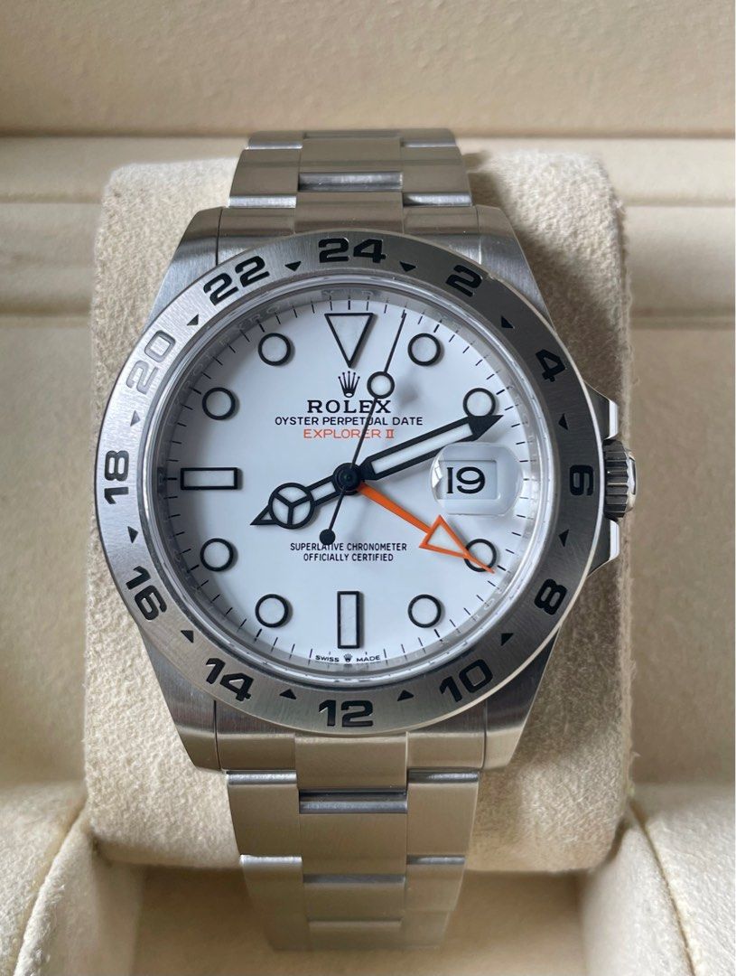 Rolex Explorer 2 “White” (Category: Luxury Watches) located in Manila. Submitted by watchguyph (Listing ID 1289090999, Image 1). Description: For Sale 645k Slightly negotiable Rolex Explorer 2 “White dial” 42mm Ref 226570 (2020) Foreign Ad Complete set 💯 Condition 9.9/10 Open to authentication 💯 Pm for inquiries.