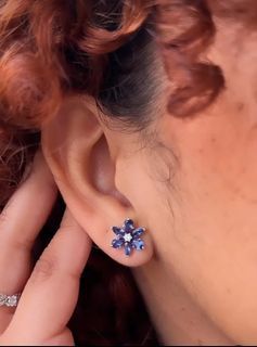 SALE💖 PANDORA  BLUE SPARKLING HERBARIUM CLUSTER STUD EARRING