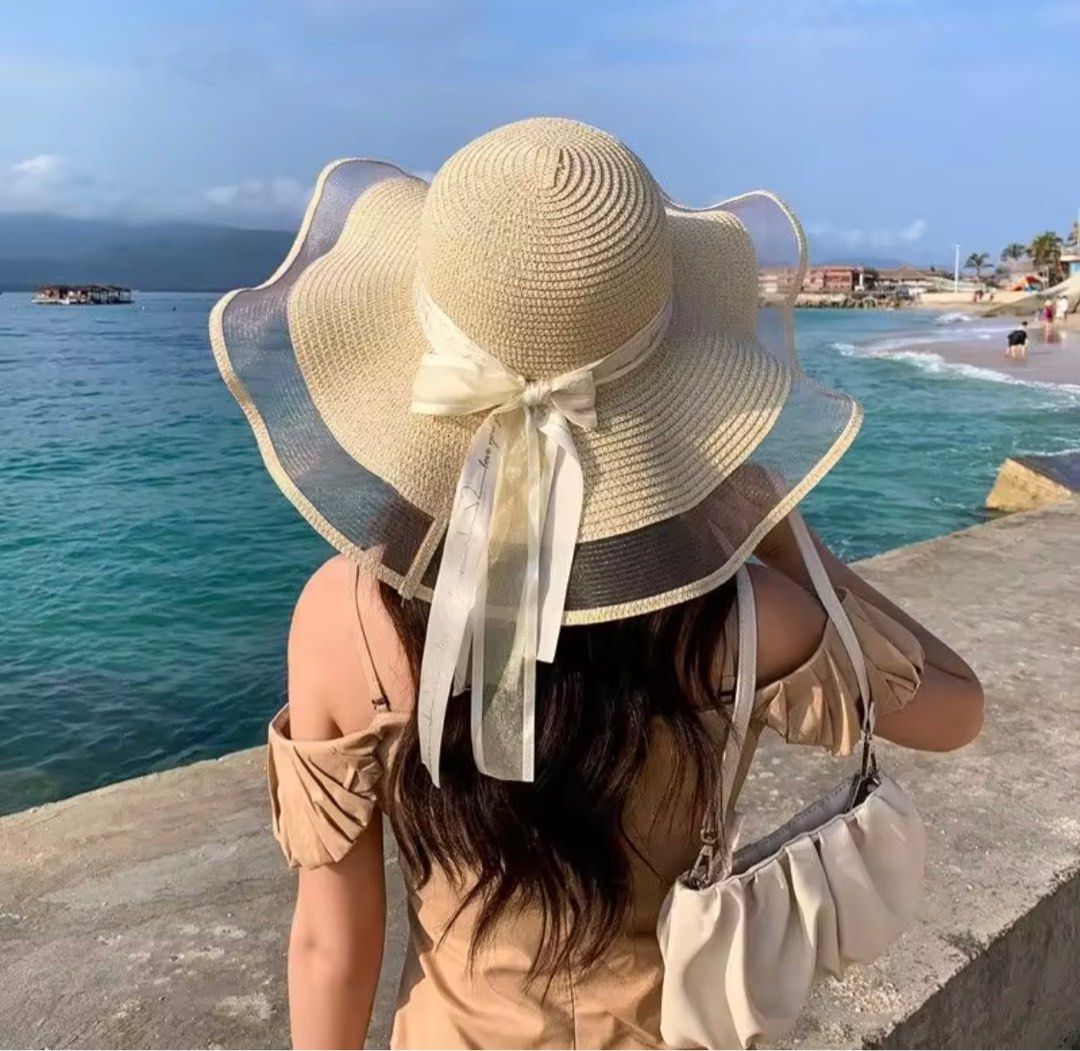 Straw Beach Sun Hat Cape Lace Hollow Fringe, Women's Fashion, Watches &  Accessories, Hats & Beanies on Carousell