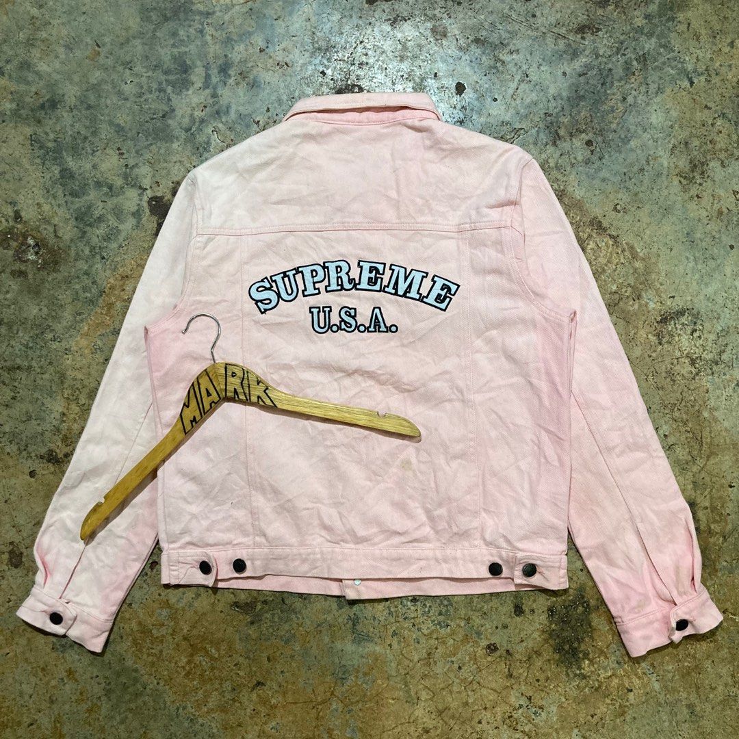 Supreme pink online denim jacket