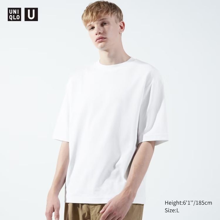 Uniqlo AIRism Cotton Crew Neck Oversized T-Shirt (Multiple colors