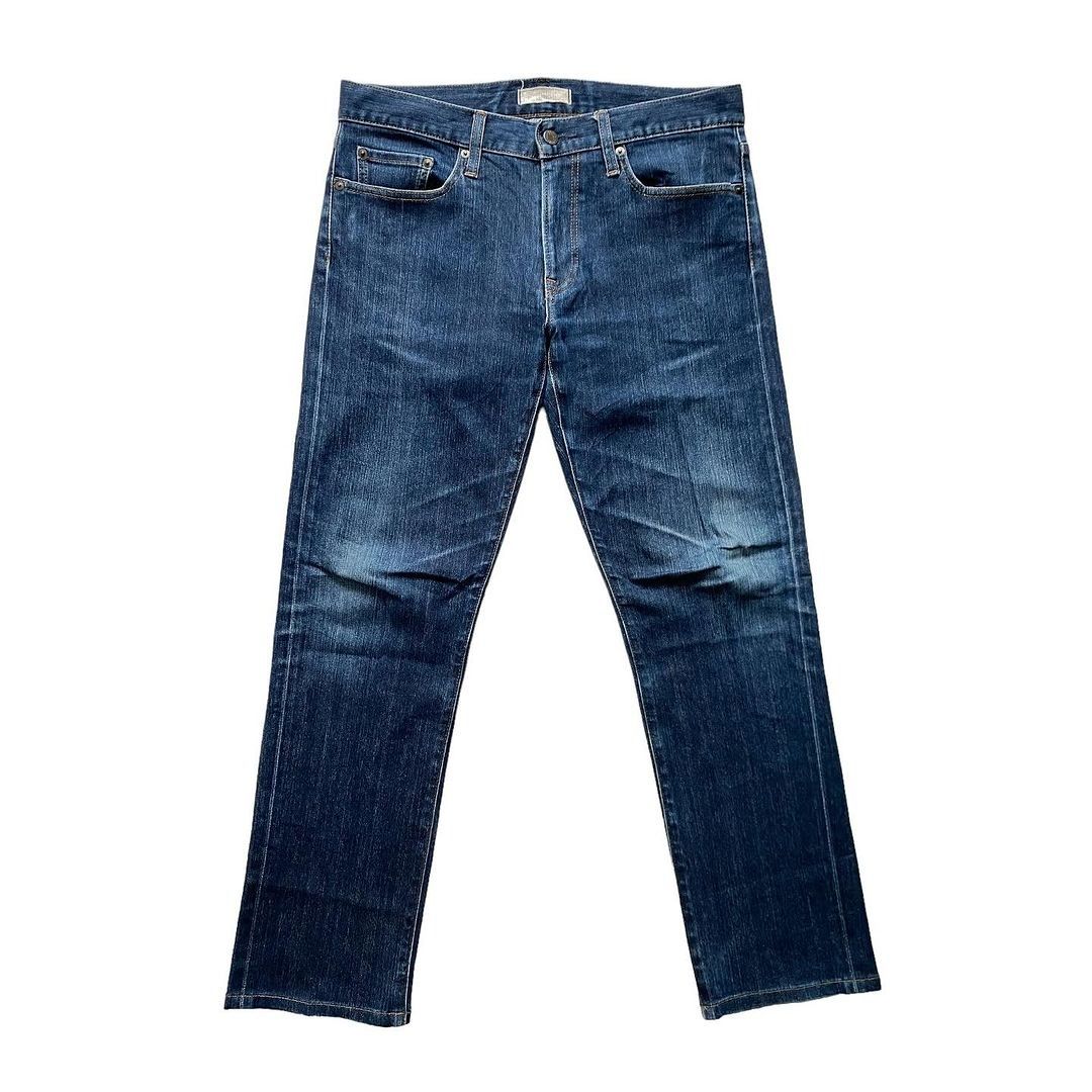 UNIQLO Jeans Men Slim Straight Indigo Blue Fading Jeans (32