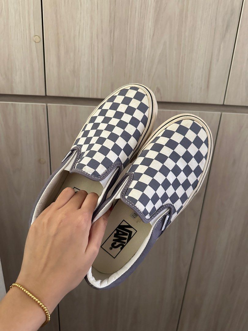 vans checkerboard slip on lilac purple blue Women s Fashion Footwear Sneakers on Carousell