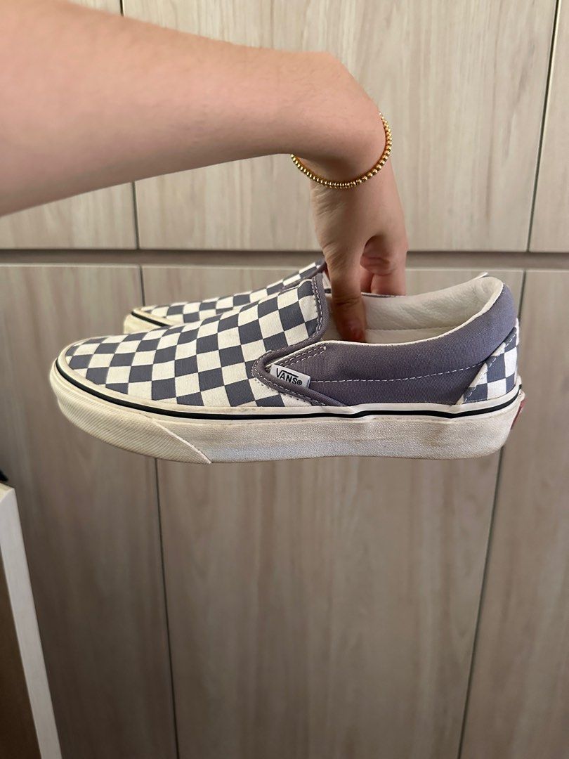 vans checkerboard slip on lilac purple blue Women s Fashion