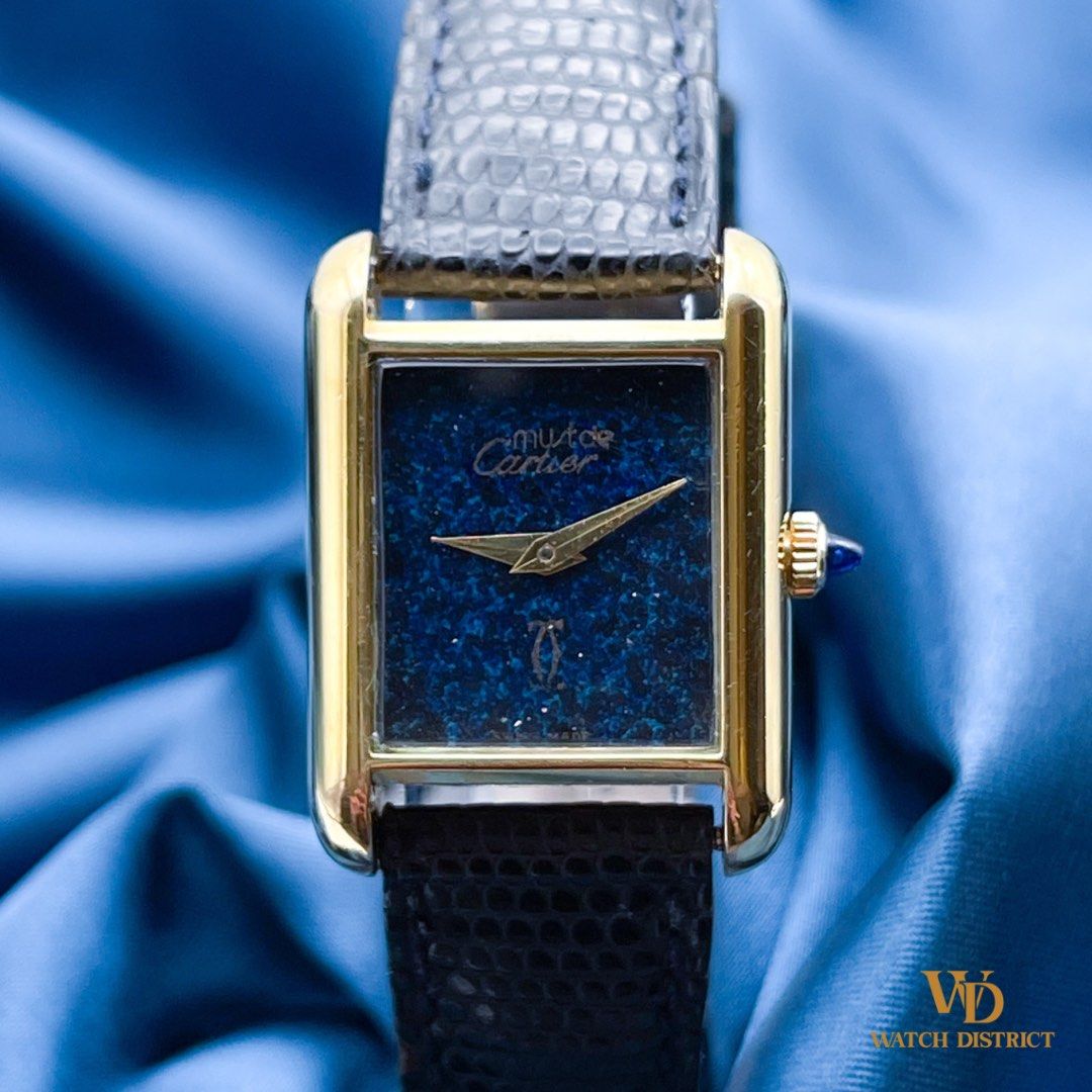 VINTAGE 20x28mm Must de Cartier Tank Small Manual Winding Blue Dial,  Luxury, Watches on Carousell