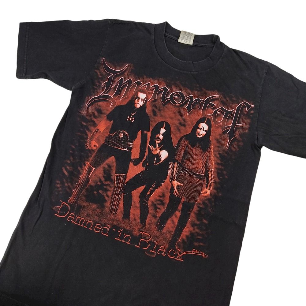 Vtg 2000 Immortal Black Metal Band Shirt Damned in Black T Shirt Tee Y2K  Rock