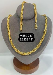 18K Gold Necklace wid bracelet  (Set)