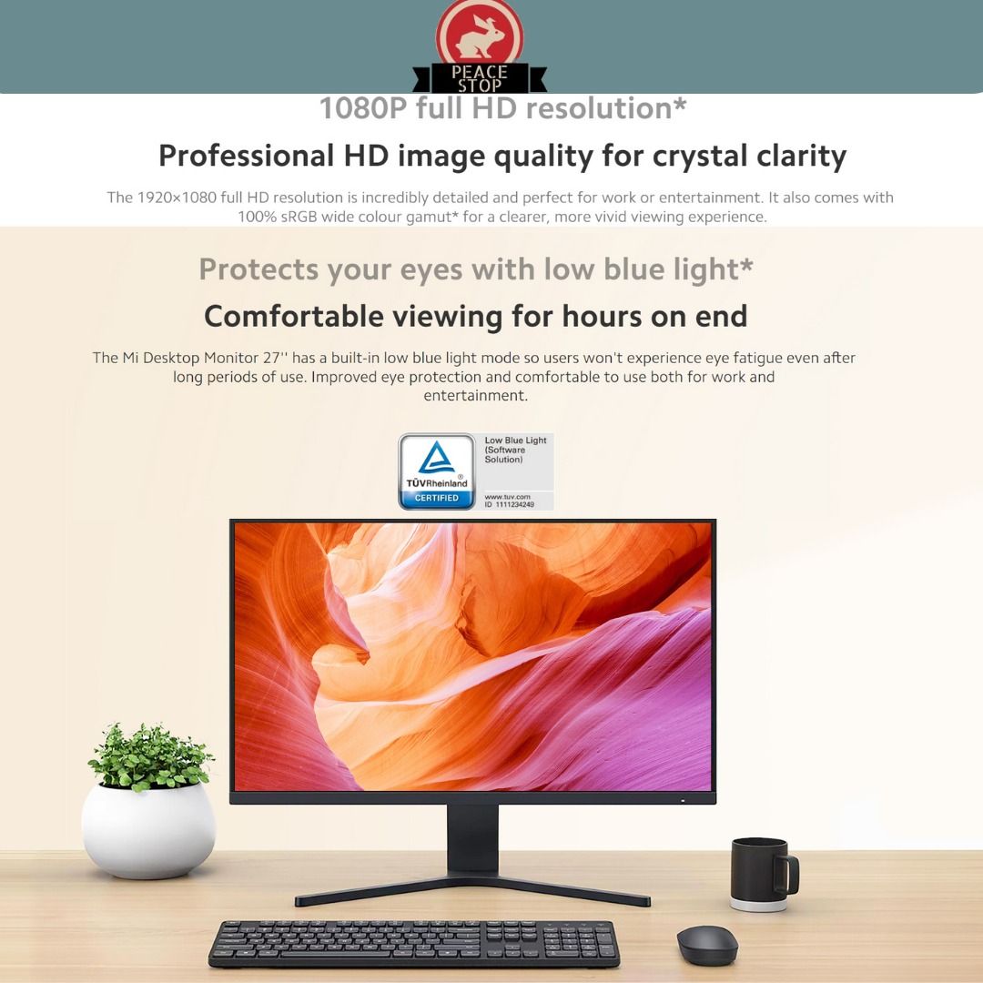 [3 Year Official Warranty] Mi Desktop Monitor 27" 178° wide viewing angle Low blue light 1080P full HD resolution63073985471105112