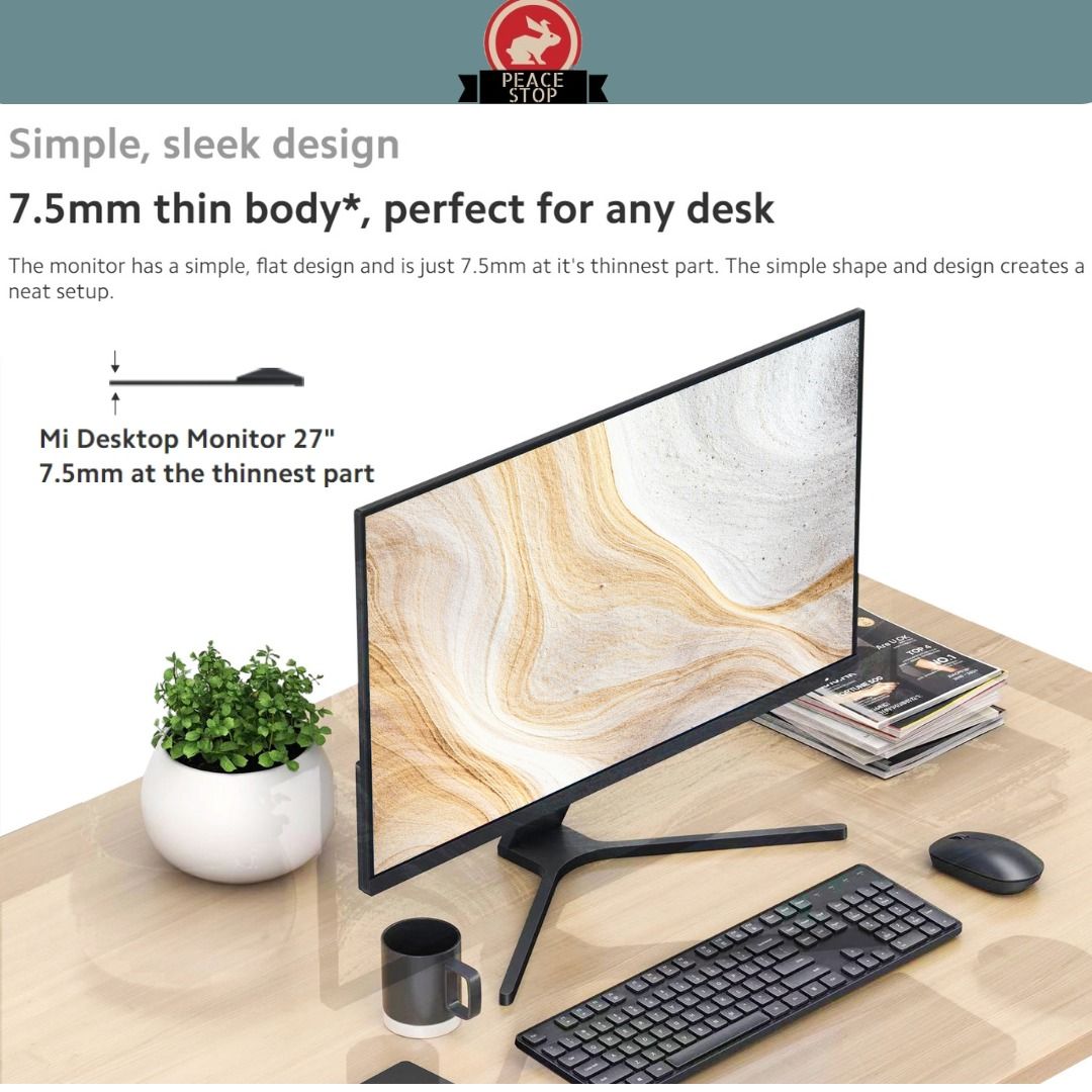 [3 Year Official Warranty] Mi Desktop Monitor 27" 178° wide viewing angle Low blue light 1080P full HD resolution63073985471105114