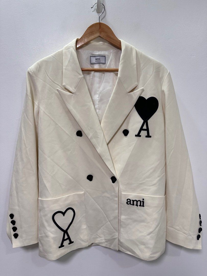 AMI | Embroidered Blazer (Category: Coats, Jackets and Outerwear) located in Lapu Lapu. Submitted by nervecloset (Listing ID 1289328461, Image 1). Description: AMI | Embroidered Blazer Small on tag W = 20 inches L = 27.5 inches Shoulders = 17 inches Sleeve Length = 23.5 inches Excellent condition 3650 + sf.