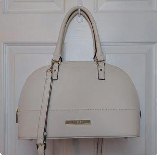 Anne Klein Shimmer Down Satchel Handbag Off White Bag Gold Hardware White Satchel White Crossbody Bag