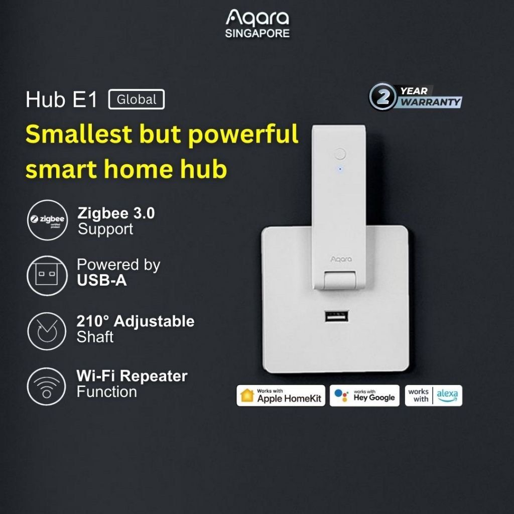  Aqara Smart Hub E1 (2.4 GHz Wi-Fi Required), Powered by USB-A,  Small Size, Zigbee 3.0, Supports HomeKit, Alexa, Google Assistant, IFTTT :  Electronics