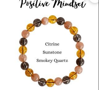Attract positive mindset citrine, Sunstone, smokey quartz bracelets