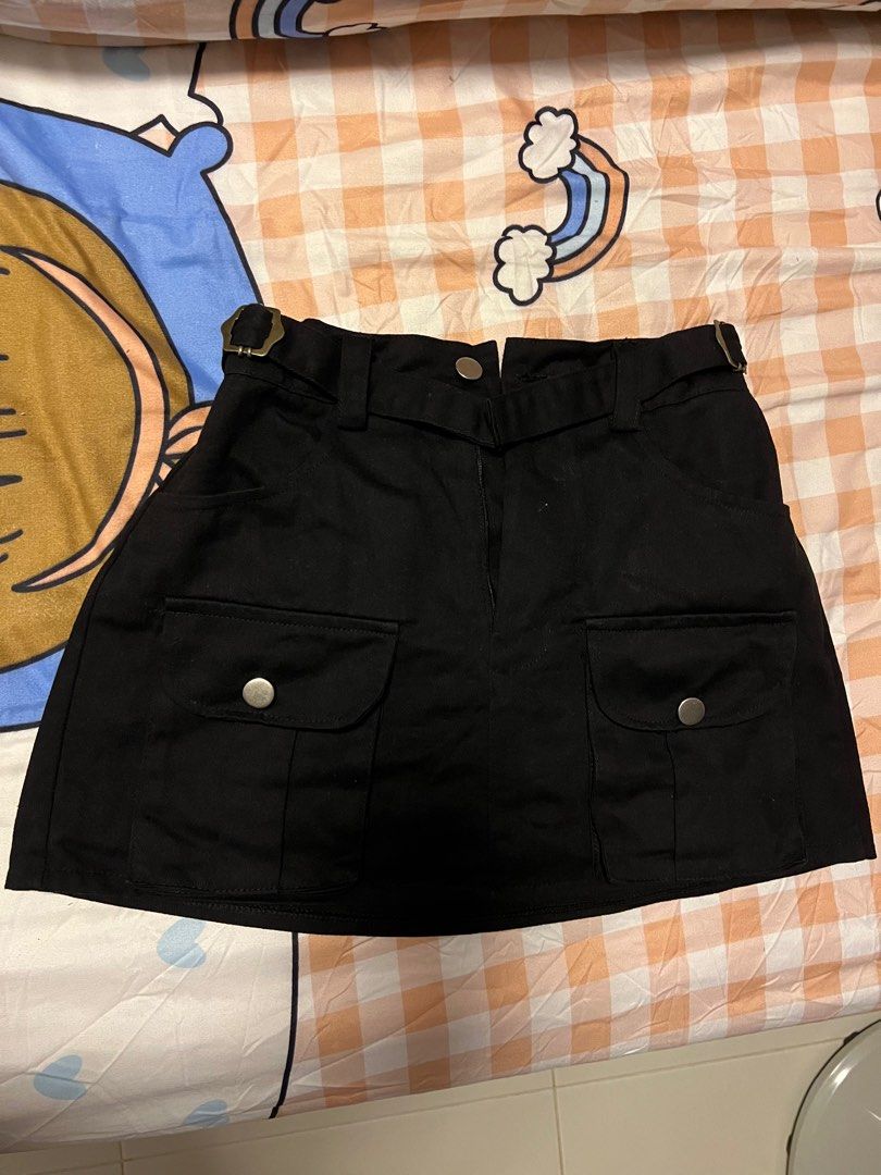 Black Denim Skirt with inner short attached Women s Fashion