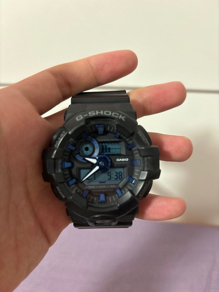 Casio G SHOCK GA 710B 1A2 BLACK BLUE SECOND HAND DIGITAL ANALOG