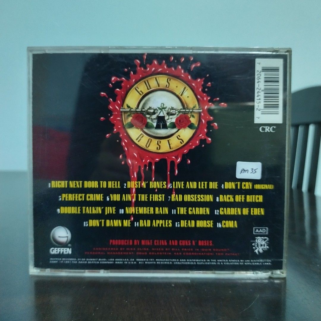 USED GUNS N ROSES CD, Hobbies & Toys, Music & Media, CDs & DVDs on Carousell