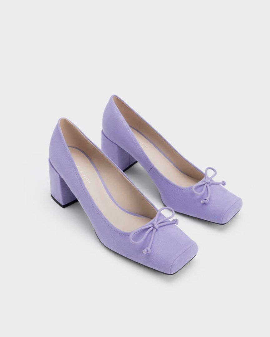 Purple heels with bow sale
