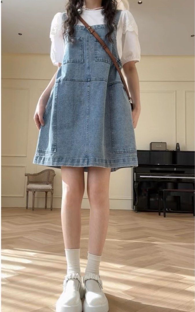 Cute Denim Overalls dress
